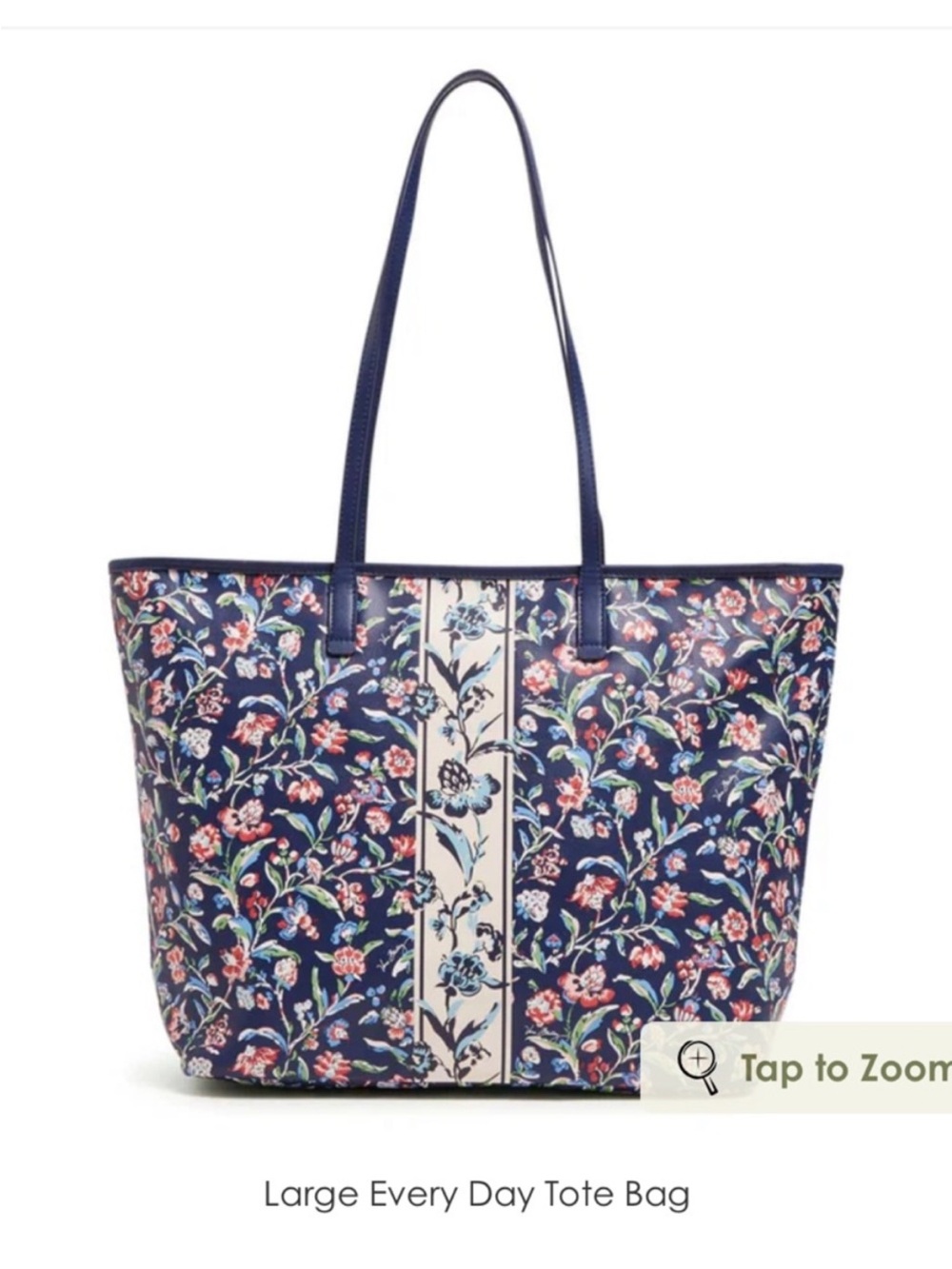 New Vera Bradley faux Floral Navy Large Everyday Tote Bag